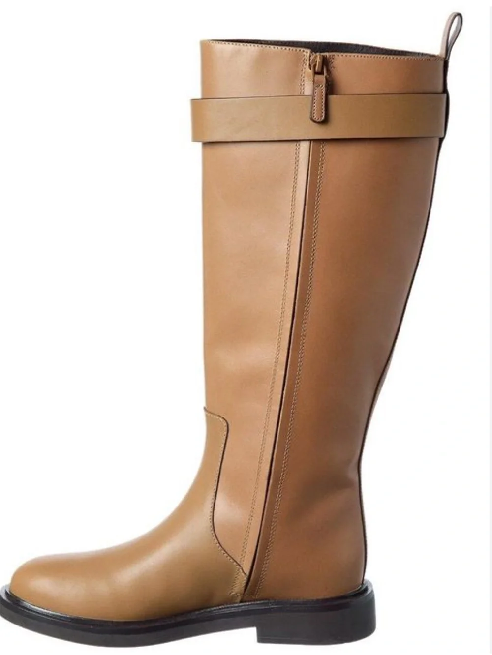 Tory Burch Double T Utility Knee High Leather Tall Boots, Almond, Size 10, NWOT